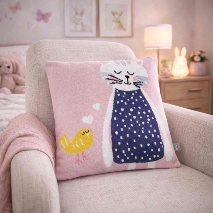 Taie de coussin en coton tricoté, Chat