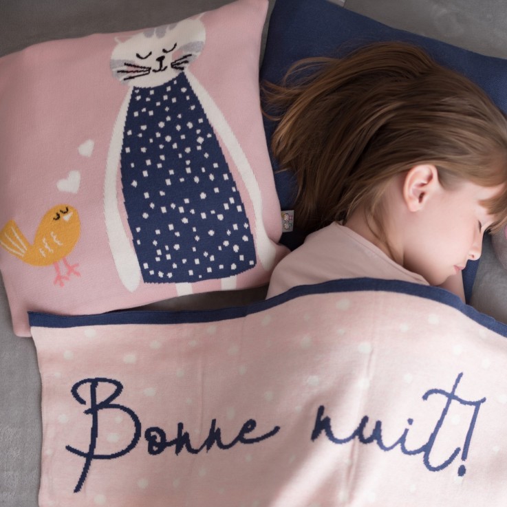 Taie de coussin en coton tricoté, Chat