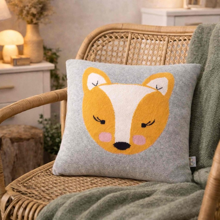 Taie de coussin en coton tricoté, RENARD