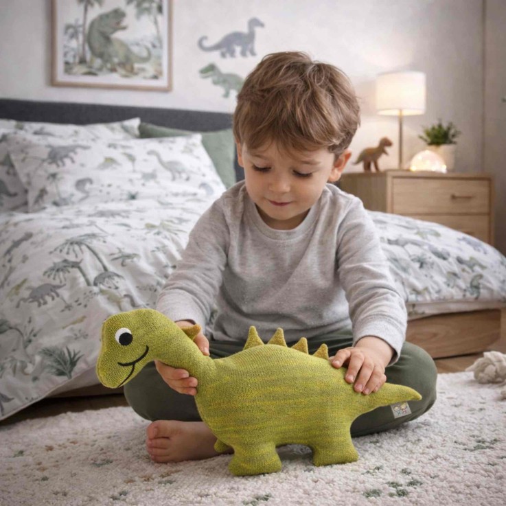 Grande peluche dinosaure en coton tricoté