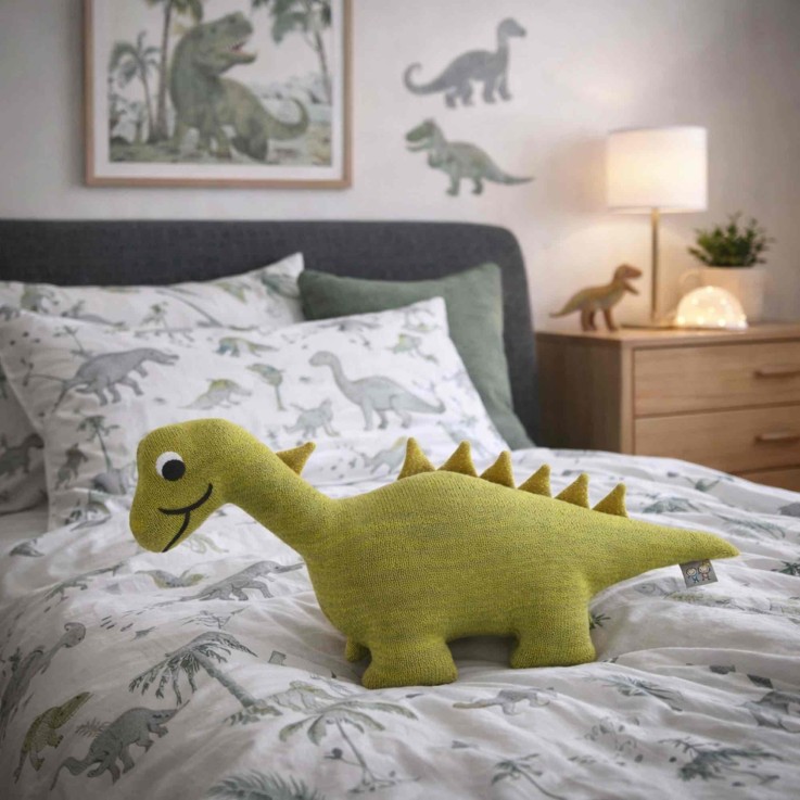 Grande peluche dinosaure en coton tricoté