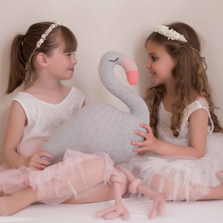 Grande peluche flamant rose en coton