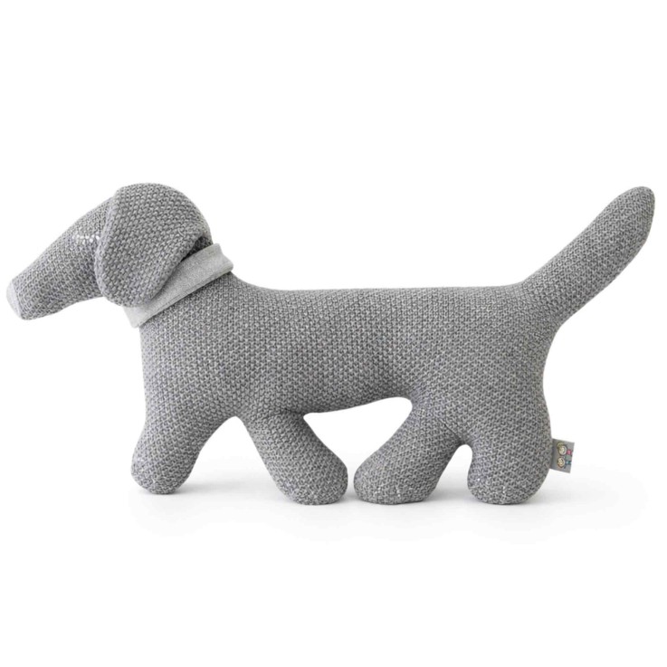 Peluche en coton bio doudou chien TECKEL