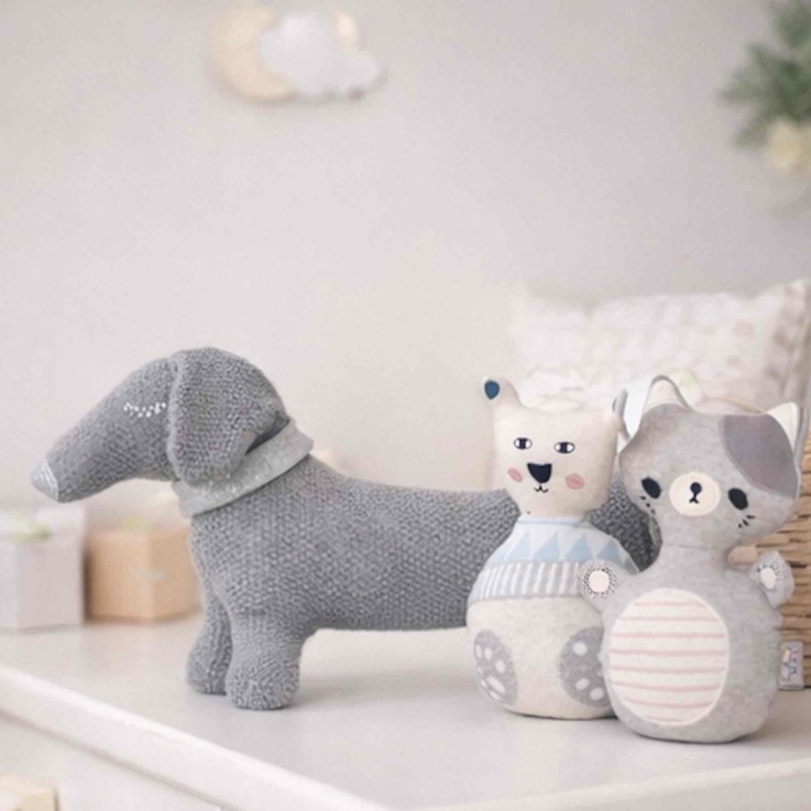 Peluche en coton bio doudou chien TECKEL