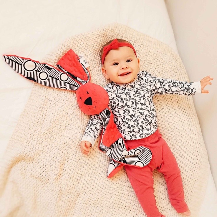 Doudou lapin XXL bébé grand format ultra doux