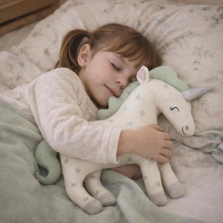 Peluche licorne en coton tricoté