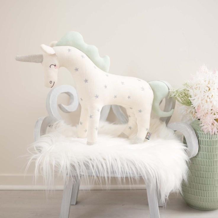 Peluche licorne en coton tricoté