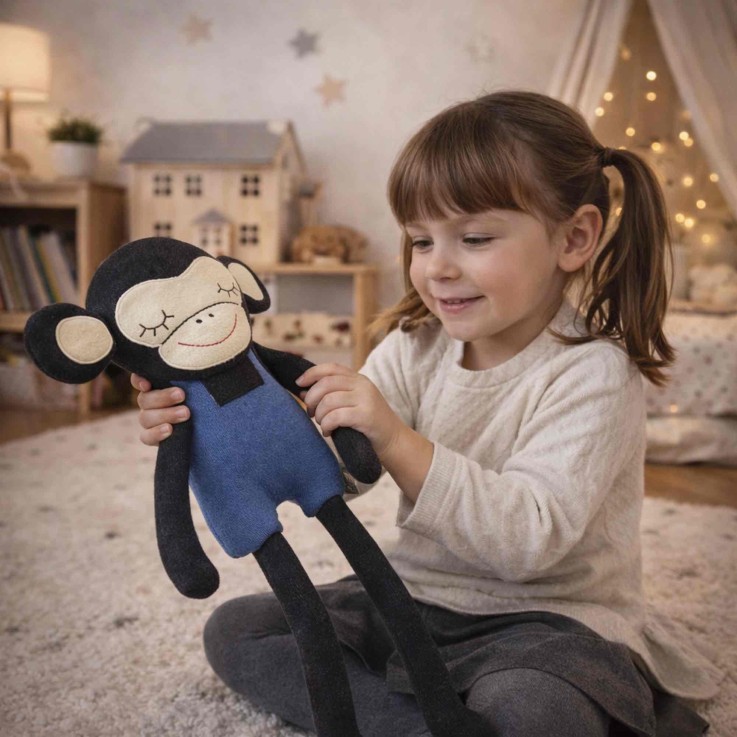 Grande peluche singe en coton tricoté