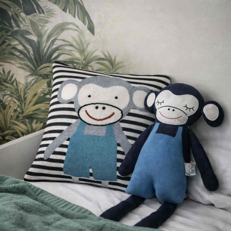 Grande peluche singe en coton tricoté