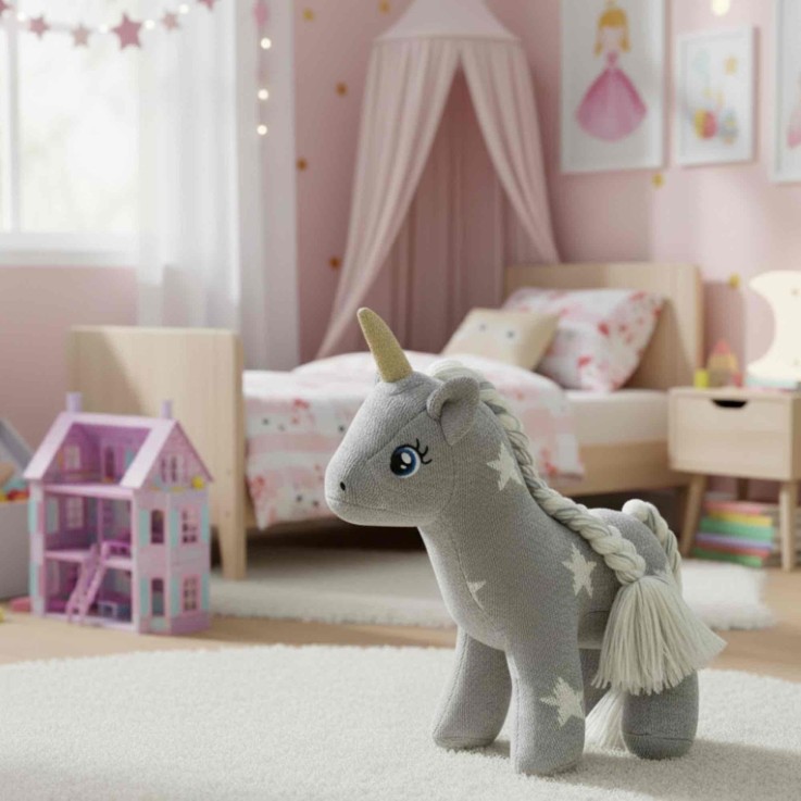 Peluche licorne avec étoiles – Doudou féerique