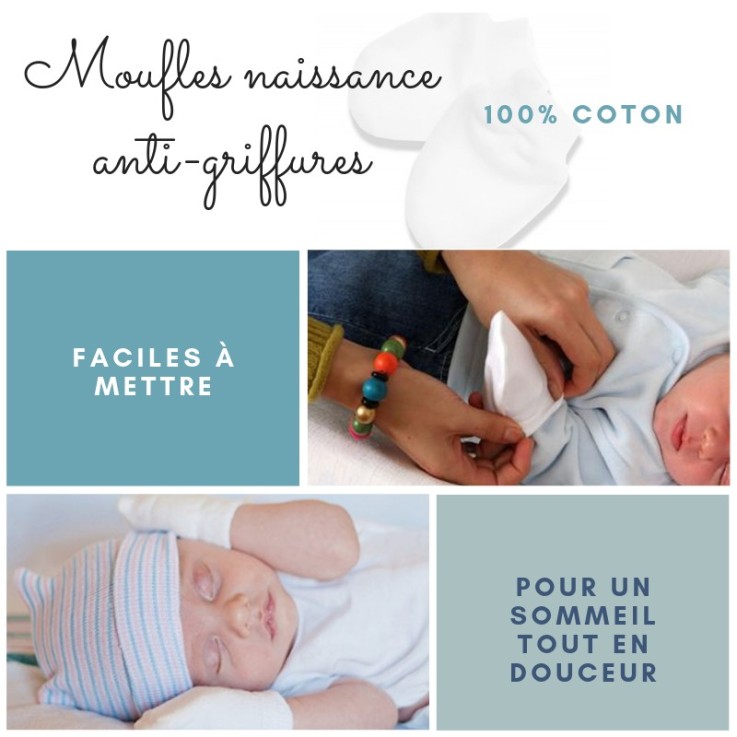 Pack cadeau naissance avec moufles anti-griffures