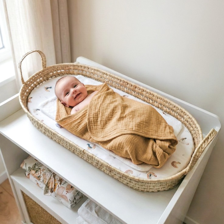 Set panier à langer : panier + matelas + drap-housse + tapis de change GALLINA