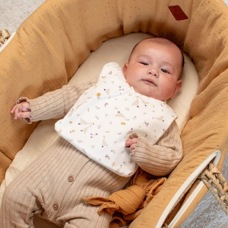 Couffin bébé avec Matelas, Habillage et Drap Housse, Pois Dorés