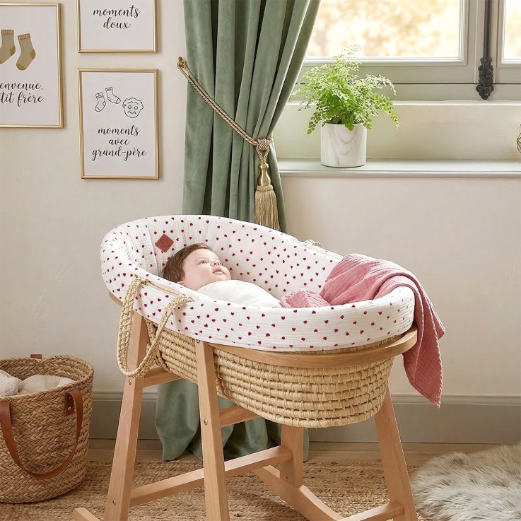 Couffin bébé avec Matelas, Habillage et Drap Housse, Lovio