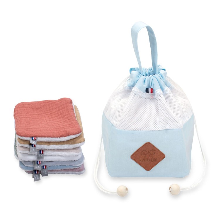 Pochon distributeur et ses 8 lingettes lavables, Jeanne