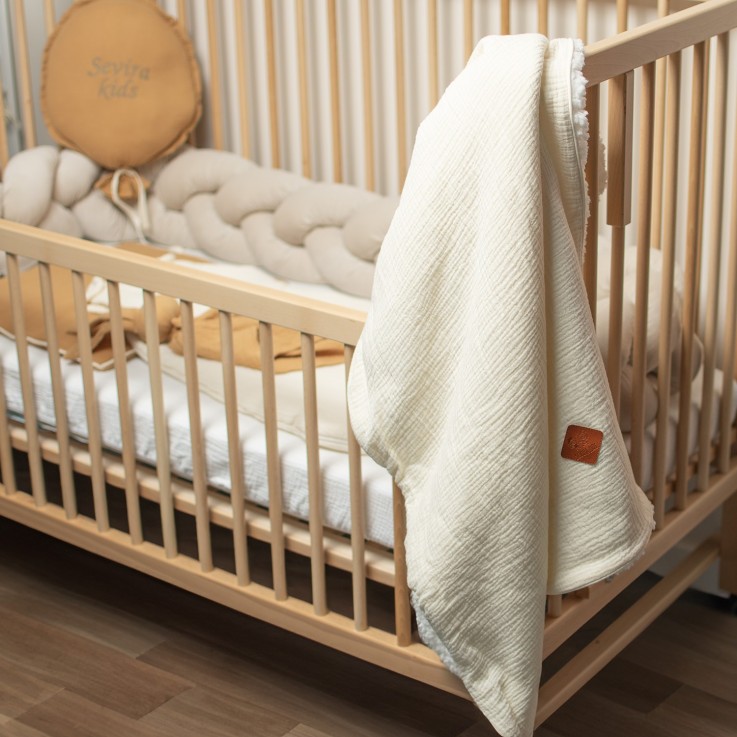 Couverture en gaze de coton et sherpa, Jeanne