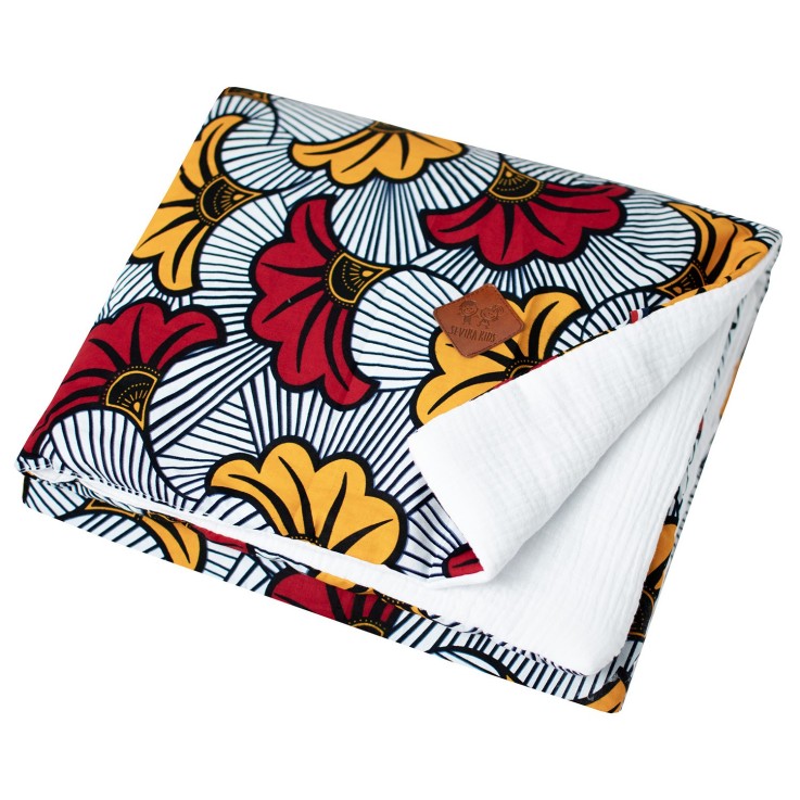 Couverture réversible Wax Fleurs de mariage