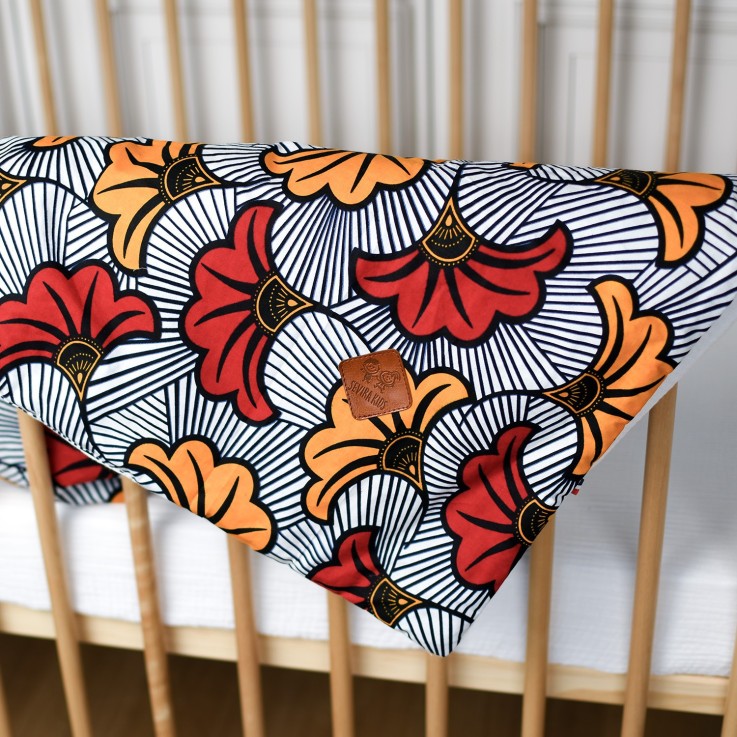 Couverture réversible Wax Fleurs de mariage