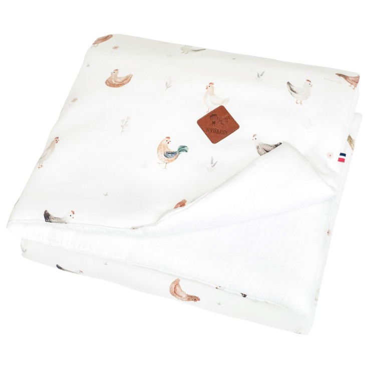 Couverture réversible en satin de coton, GALLINA