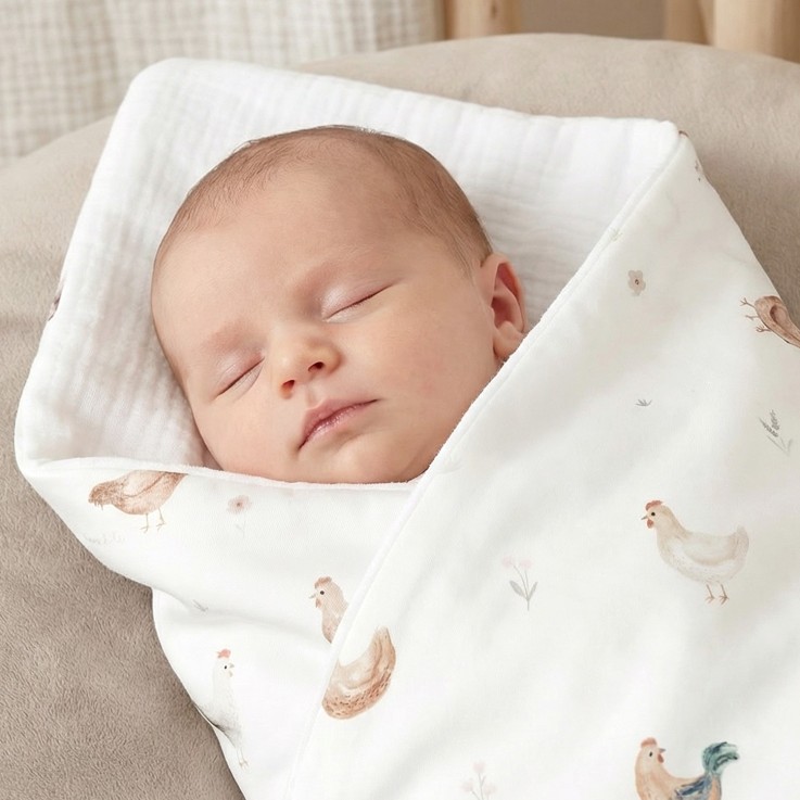 Couverture réversible en satin de coton, GALLINA