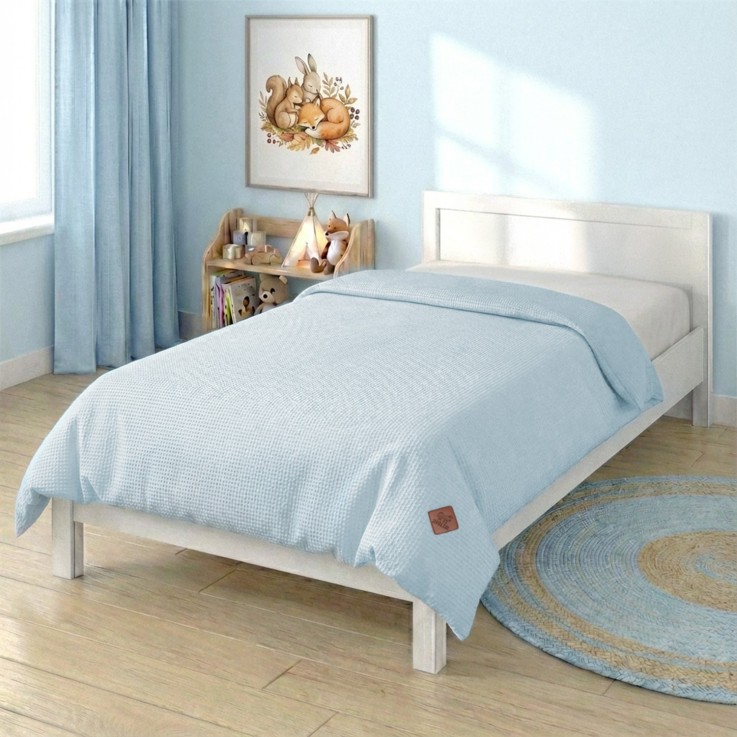 Housse de couette réversible gaze de coton & nid d'abeille
