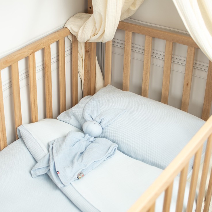 Housse de couette réversible gaze de coton & nid d'abeille