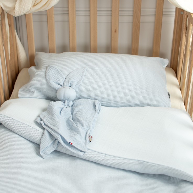Housse de couette réversible gaze de coton & nid d'abeille