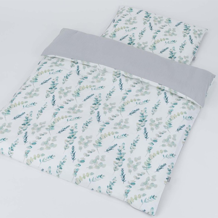 Parure de lit bébé en coton, Eucalyptus
