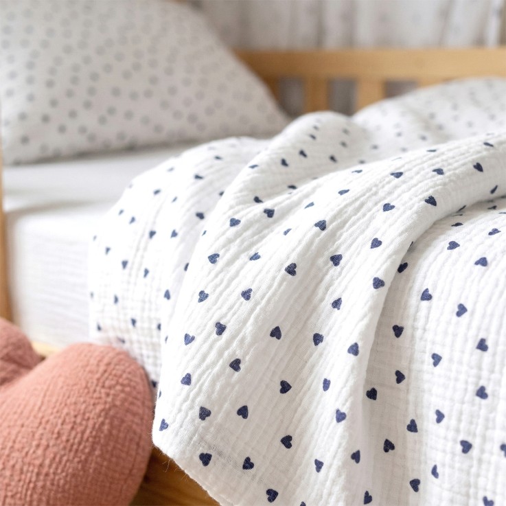 Parure de lit en gaze de coton réversible, Lovio