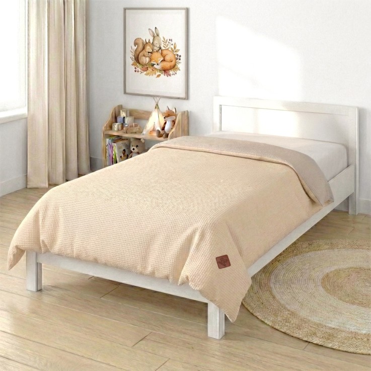 Housse de couette réversible gaze de coton & nid d'abeille