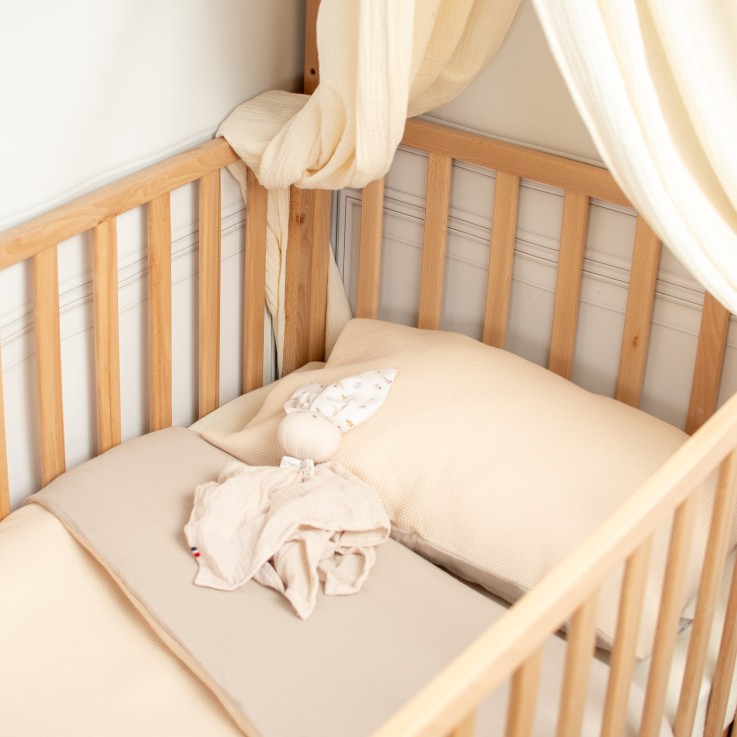 Housse de couette réversible gaze de coton & nid d'abeille