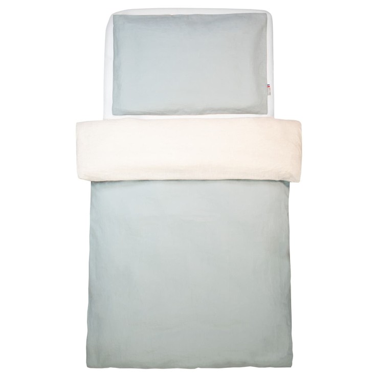 Parure de lit bébé réversible, housse de couette et taie d'oreiller en Lin lavé