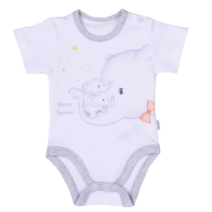 Ensemble bébé body et shorty en coton bio, Éléphant