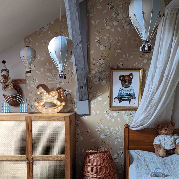 Montgolfière décorative, Beige et bleu