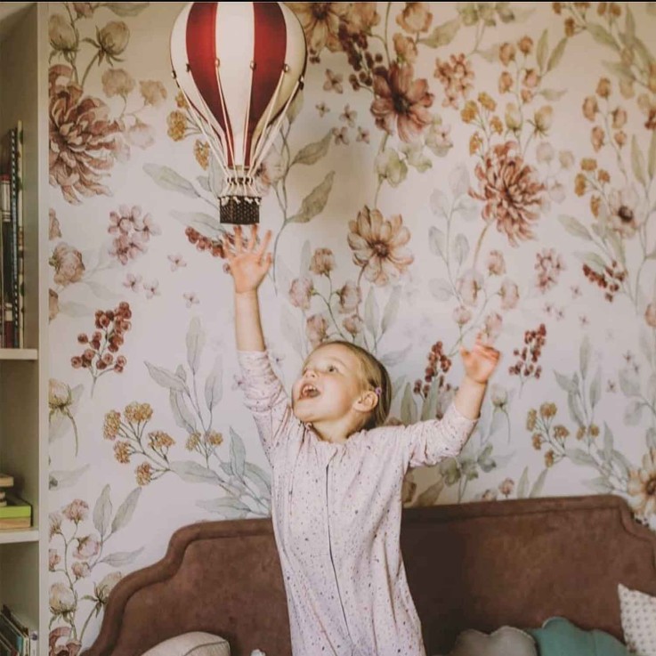 Montgolfière décorative, Beige et bleu