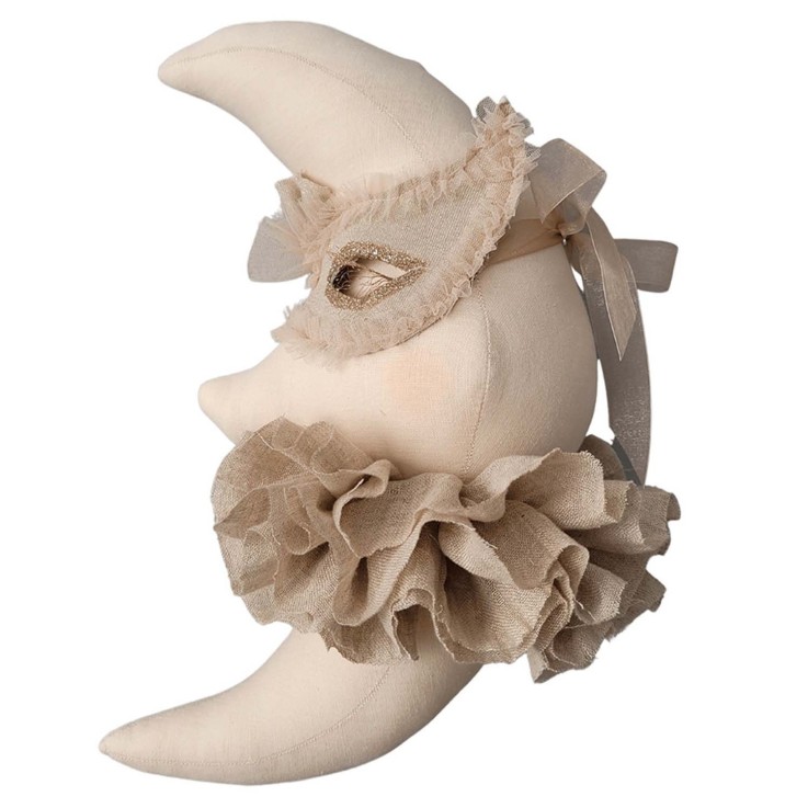 Trophée mural lune Venise en lin – décoration chambre bébé enfant