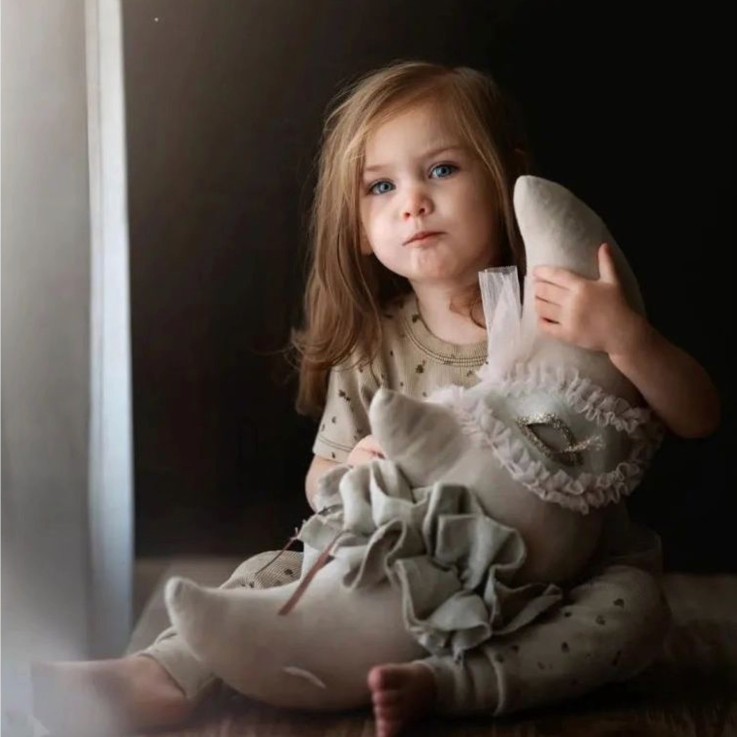 Trophée mural lune Venise en lin – décoration chambre bébé enfant