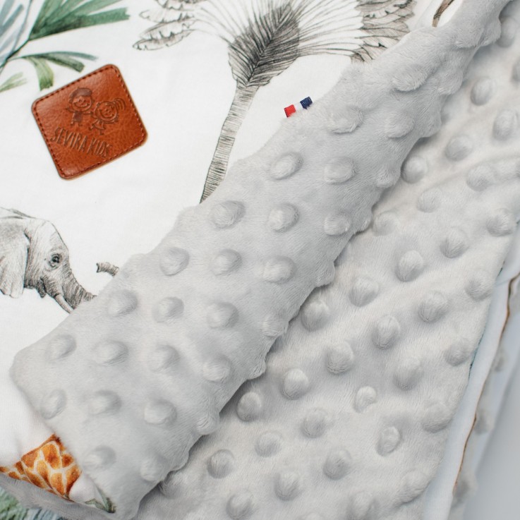 Grand plaid, couverture réversible en minky, Safari