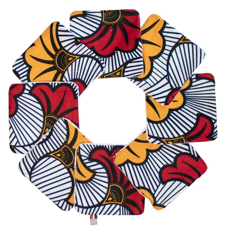 Lingettes lavables 8 pièces, Wax Fleurs de mariage