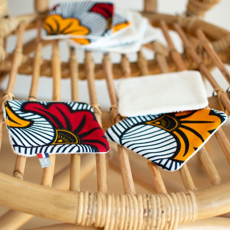 Lingettes lavables 8 pièces, Wax Fleurs de mariage