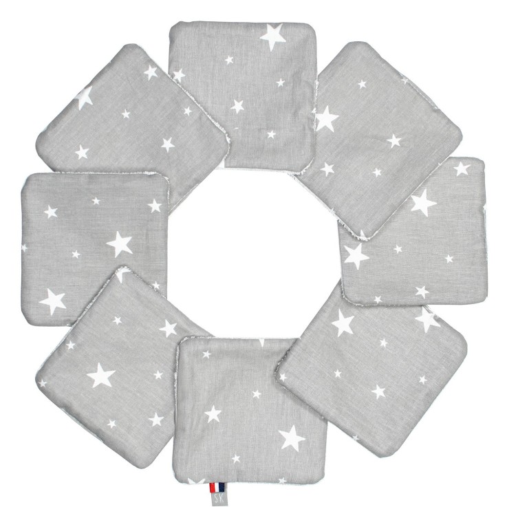 Lingettes bébé lavables en 100% coton 8 pièces, STELLA