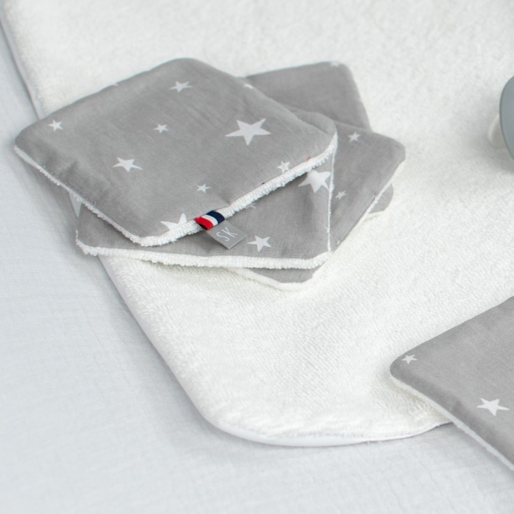 Lingettes bébé lavables en 100% coton 8 pièces, STELLA