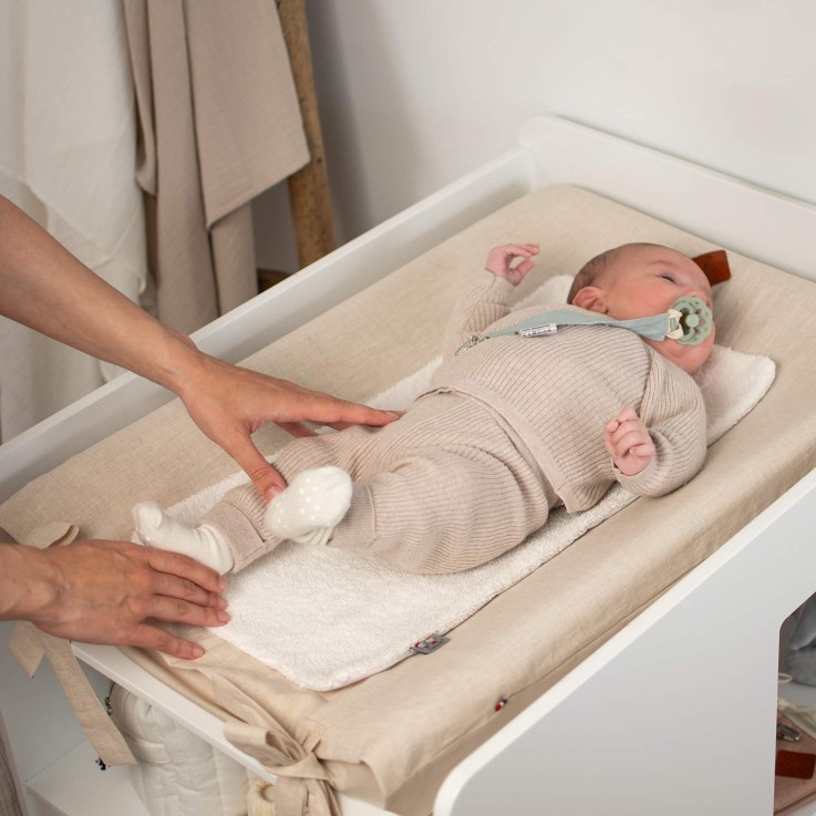 Housse de matelas à langer en Lin Lavé