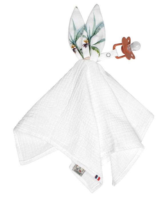 Doudou lapin attache tétine...