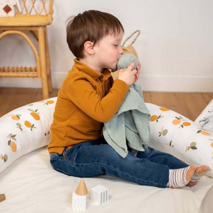 Doudou Lapin  en gaze de coton, Jeanne
