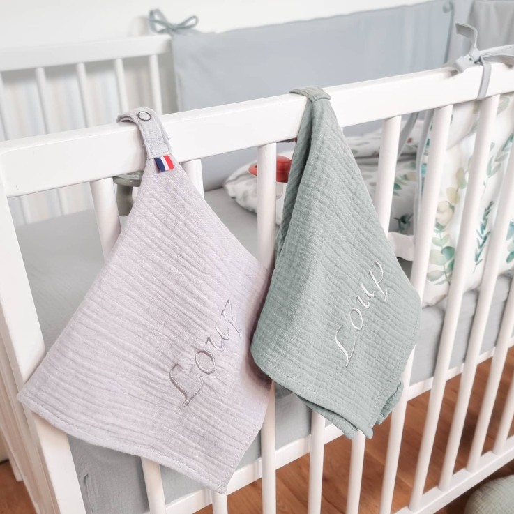 Doudou lange attache tétine en gaze de coton, Jeanne