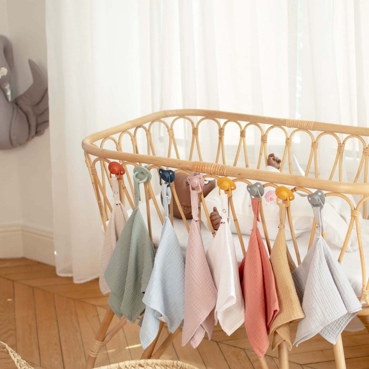 Doudou lange attache tétine en gaze de coton, Jeanne