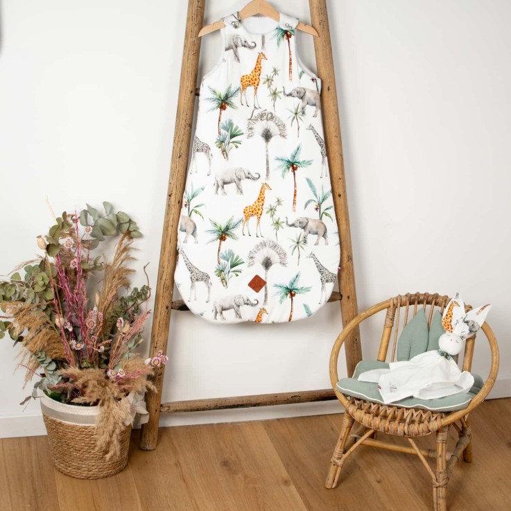 Doudou lapin  en gaze de coton, Safari