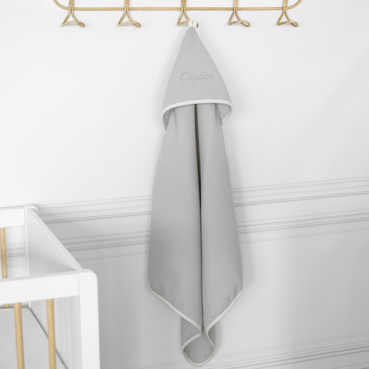 Cape de bain bébé en coton nid d'abeille
