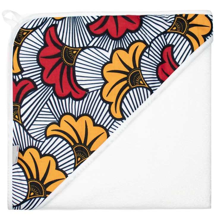 Grande cape de bain en coton et bambou, Wax Fleurs de mariage